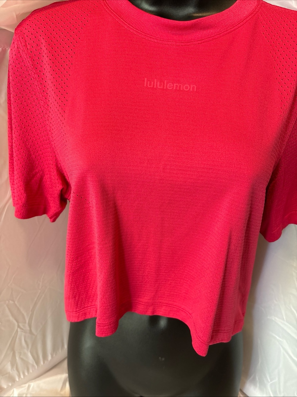 lululemon athletica Bright Pink Cropped Performance Tee